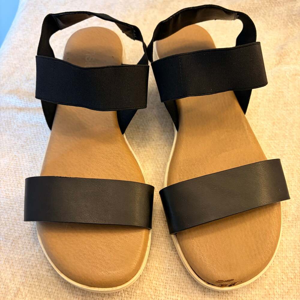 Kensie Womens Everlee Slingback Semi-Wedge Sandals Black Sz8.5